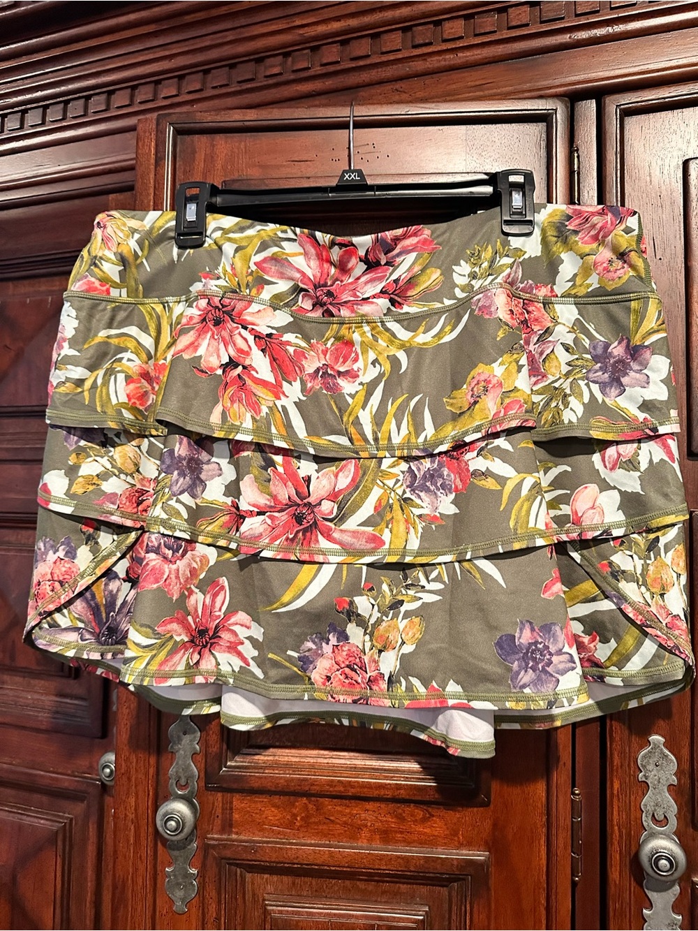 XXL 20 SPORT SKORT IDEOLOGY small pocket Floral Ruffle Olive Pink Purple tennis